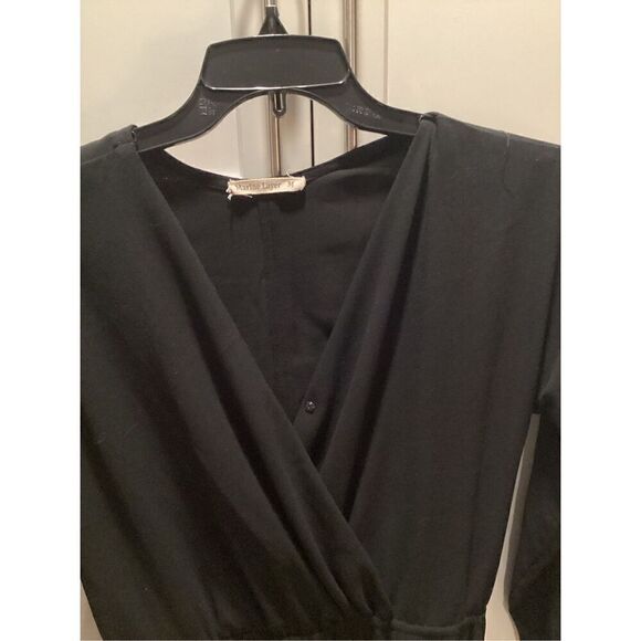 Marine Layer Nellie Black Crepe Jumpsuit Sz M Pockets Elastic Waist - Picture 4 of 11